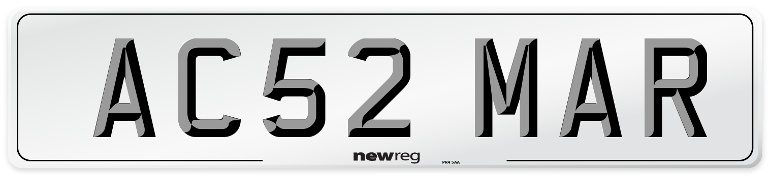 AC52 MAR Number Plate from New Reg